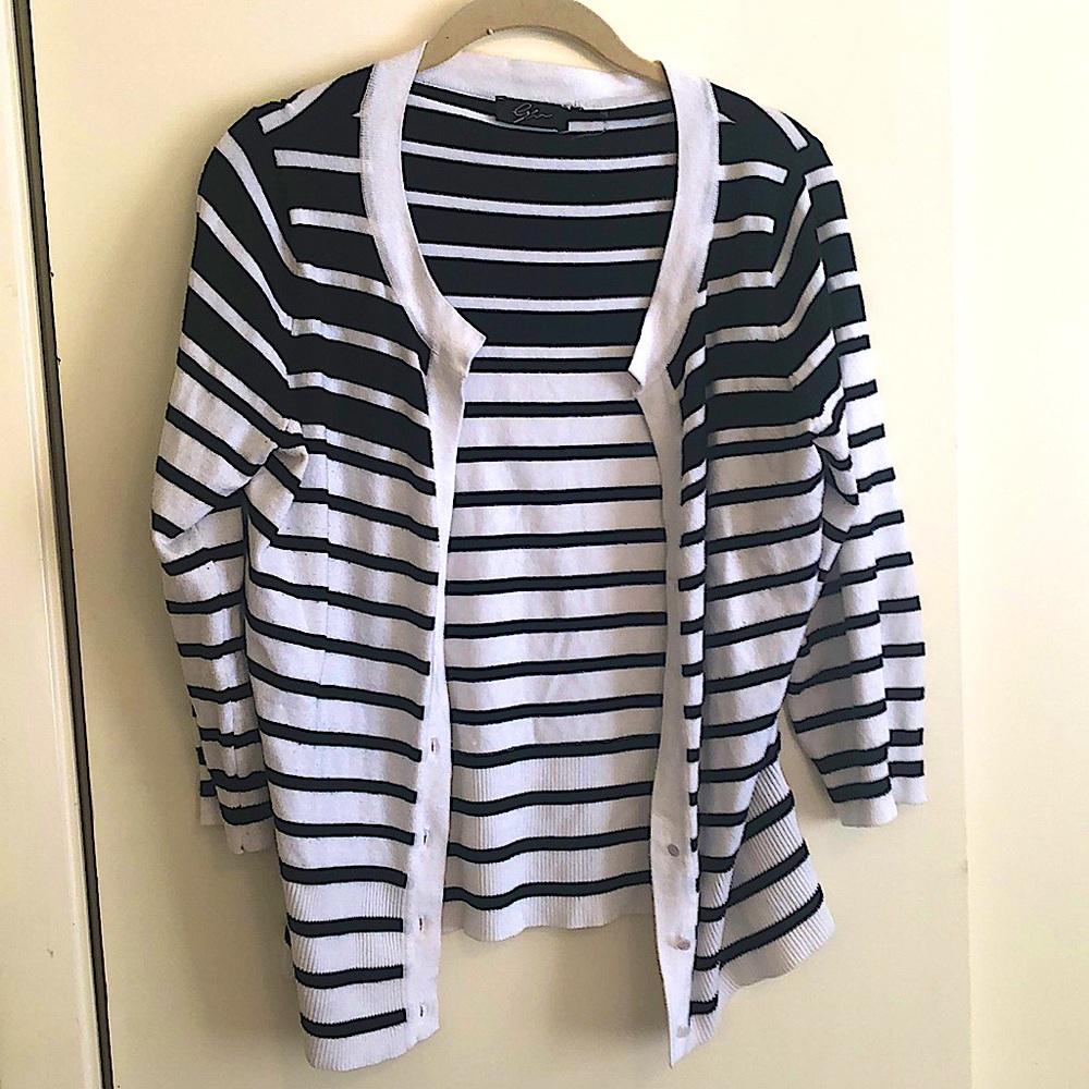 Black & White Striped Cardigan